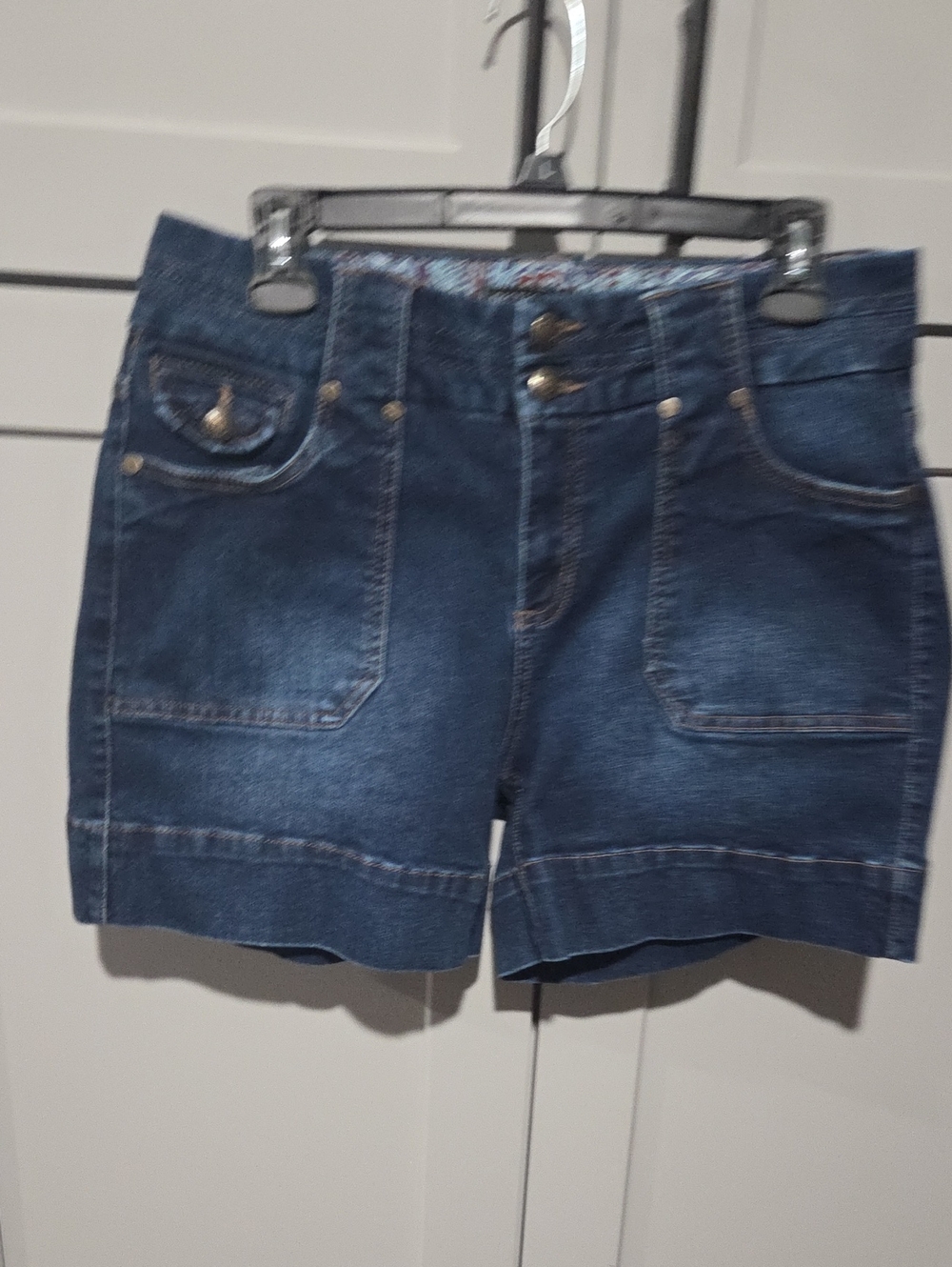 Women's Mid-Rise Dark Blue Denim Jean Shorts